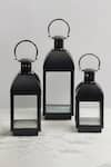 Shop_Elm & Oak_Black Steel Langham Lanterns 3 Pcs Set_at_Aza_Fashions