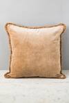 Shop Elm & Oak Brown Front Cotton Velvet Lugano Cushion Cover at Aza Fashions Shop_Elm & Oak_Brown Front Cotton Velvet Lugano Cushion Cover_at_Aza_Fashions
