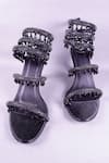 Shop_Sana K luxurious Footwear_Black Embellished Rhinestone Heels _at_Aza_Fashions