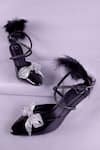 Buy_Sana K luxurious Footwear_Black Embellished Rhinestone Bow Heels _at_Aza_Fashions