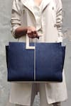 Buy_ADISEE_Blue Woven River Denim Structured Tote Bag_at_Aza_Fashions