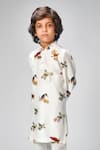 Bal Bachche By Rohit Bal_Ivory Chanderi Printed Bird Kurta Set  _Online_at_Aza_Fashions