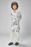 Buy_Bal Bachche By Rohit Bal_Ivory Chanderi Printed Botanical And Bird Kurta Set  _at_Aza_Fashions