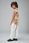 Bal Bachche By Rohit Bal_Beige Linen Printed Floral And Bird Shirt  _Online_at_Aza_Fashions