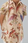 Buy_Bal Bachche By Rohit Bal_Beige Linen Printed Floral And Bird Shirt  _Online_at_Aza_Fashions