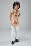 Shop_Bal Bachche By Rohit Bal_Beige Linen Printed Floral And Bird Shirt  _Online_at_Aza_Fashions