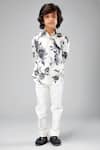 Buy_Bal Bachche By Rohit Bal_Ivory Linen Printed Floral And Bird Shirt _at_Aza_Fashions