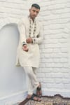 Buy_NAFS_Off White Cotton Hand Embroidered Thread And Sequin Work Rose Yoke Kurta Set _at_Aza_Fashions