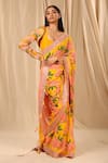 Shop_Masaba_Yellow Crepe Printed Candy Swirl Saree 