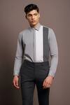 Buy_Hespoke_Grey Cotton Dual Color Block Shirt_at_Aza_Fashions