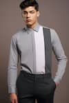 Hespoke_Grey Cotton Dual Color Block Shirt_Online_at_Aza_Fashions