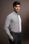 Buy_Hespoke_Grey Cotton Dual Color Block Shirt_Online_at_Aza_Fashions