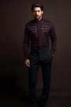 Buy_HeSpoke_Maroon 100% Pure Cotton Embroidered Linear Mandarin Collar Shirt_at_Aza_Fashions