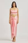 Sheela Suthar_Pink Satin Embroidered Sequins Bralette Scoop Draped Dhoti Skirt Set With Cape _at_Aza_Fashions