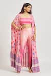 Shop_Sheela Suthar_Pink Satin Embroidered Sequins Bralette Ombre Pant Set With Printed Shrug _Online_at_Aza_Fashions