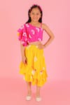 Buy_LIL DRAMA_Yellow Polyester Tie Dye Skirt And Top Set _at_Aza_Fashions