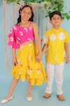 LIL DRAMA_Yellow Polyester Tie Dye Skirt And Top Set _at_Aza_Fashions