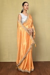 Buy_Nazaakat by Samara Singh_Yellow Saree Chinon Printed Bandhani Embroidered With Running Blouse_Online_at_Aza_Fashions