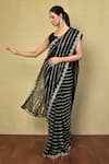 Buy_Nazaakat by Samara Singh_Black Saree Georgette Embroidery Sequin Stripe With Running Blouse_Online_at_Aza_Fashions