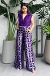 Buy_Sobariko_Purple Silk Woven Floral Spread Collar Shirt And Brocade Pant  _at_Aza_Fashions