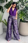 Shop_Sobariko_Purple Silk Woven Floral Spread Collar Shirt And Brocade Pant  _at_Aza_Fashions