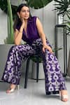 Shop_Sobariko_Purple Silk Woven Floral Spread Collar Shirt And Brocade Pant  _Online_at_Aza_Fashions