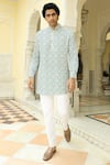 Buy_Rohit Kamra Jaipur_White Linen Silk Print Floral Bloom Flower Kurta  _at_Aza_Fashions