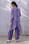 Shop_Kanelle_Purple Chanderi Silk Printed Leaf Band Saachi Asymmetric Tunic And Trouser Set_at_Aza_Fashions