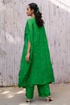 Shop_Kanelle_Green Top And Bottom Viscose Silk Embroidered Sequin Cape Gazal Tunic Set_at_Aza_Fashions