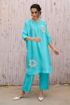 Shop_Kanelle_Blue <li>top And Bottom Viscose Silk Akia Sequin Placement Tunic With Pant_Online_at_Aza_Fashions