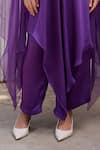 Buy_Kanelle_Purple Top And Bottom Viscose Satin Solid Cape Open Gul Tunic Set_Online_at_Aza_Fashions