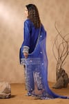 Shop_Palak Khandelwal_Blue Chanderi Kurta Set With Floral Brocade Pant _at_Aza_Fashions