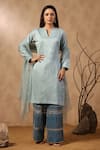 Palak Khandelwal_Blue Chanderi Kurta Set With Hand Embroidered Pant _Online_at_Aza_Fashions