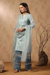 Shop_Palak Khandelwal_Blue Chanderi Kurta Set With Hand Embroidered Pant _Online_at_Aza_Fashions