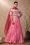 Palak Khandelwal_Pink Hand Embroidered Blouse Satin Skirt Set _Online_at_Aza_Fashions