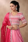 Palak Khandelwal_Pink Hand Embroidered Blouse Satin Skirt Set _at_Aza_Fashions