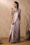 Palak Khandelwal_Pink Crinkled Satin Hand Work Cutdana Pre-draped Saree With Embroidered Blouse _Online_at_Aza_Fashions