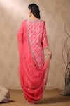 Shop_Palak Khandelwal_Pink Silk Embroidered Sequins V Neck Leheriya Pattern Kurta Set _at_Aza_Fashions