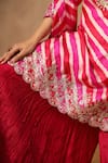 Shop_Palak Khandelwal_Pink Kurta And Dupatta Silk Embroidered Leheriya Pattern Gharara Set 