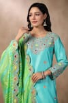Buy_Palak Khandelwal_Blue Silk Embroidered Sequins Round Sharara Set With Leheriya Dupatta 