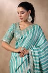 Palak Khandelwal_Green Silk Embroidered Sequins V Neck Leheriya Saree With Blouse _at_Aza_Fashions