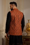 Shop_Vanshik_Black Pashmina Blend Embroidery Damask Kashmiri Bundi Kurta Set _at_Aza_Fashions