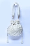 Aloha by PS_White Embroidered Eleanor Pearl Potli Bag _Online_at_Aza_Fashions