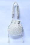 Shop_Aloha by PS_White Embroidered Eleanor Pearl Potli Bag _Online_at_Aza_Fashions