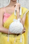 Aloha by PS_White Embroidered Eleanor Pearl Potli Bag _at_Aza_Fashions