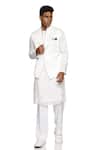 Buy_Paresh Lamba Signatures_White Polyester, Silk Embroidery Floral Bundi _at_Aza_Fashions
