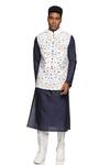 Buy_Paresh Lamba Signatures_White Polyester Silk Embroidered Floral Jaal Bundi _at_Aza_Fashions