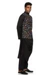 Paresh Lamba Signatures_Black Polyester Silk Embroidered Floral Jaal Bundi _Online_at_Aza_Fashions