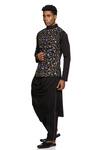 Buy_Paresh Lamba Signatures_Black Polyester Silk Embroidered Floral Jaal Bundi _Online_at_Aza_Fashions