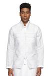 Paresh Lamba Signatures_White Linen Embroidered Geometric Bundi _at_Aza_Fashions